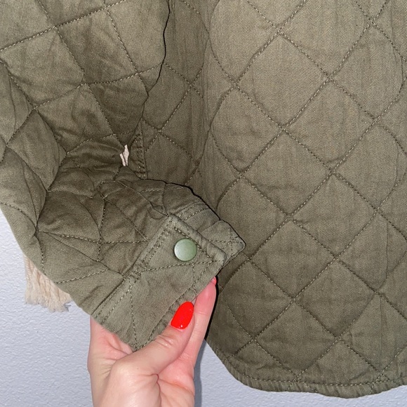 Dip boys quilted jacket army green twill utility shirt jacket kids medium 8/10 - Picture 9 of 14